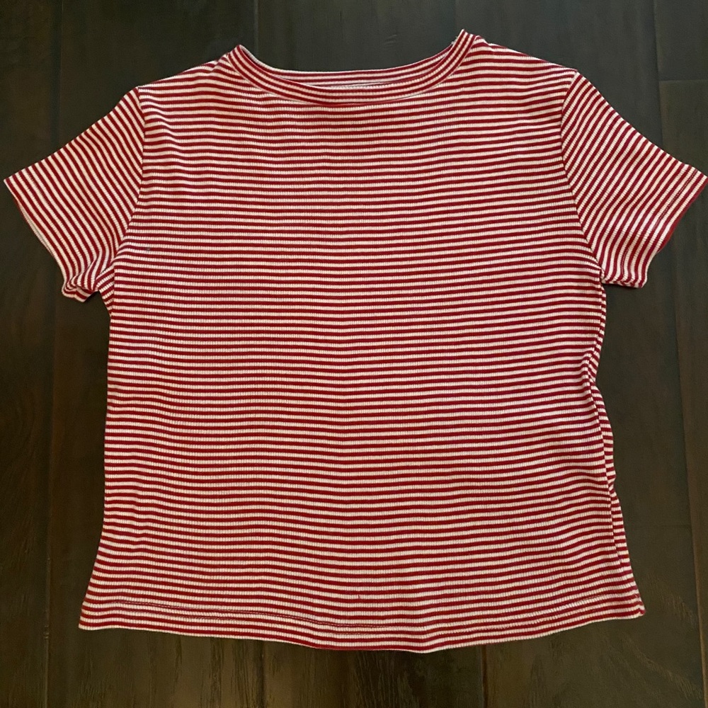 Primark Red and White Striped Crop Top